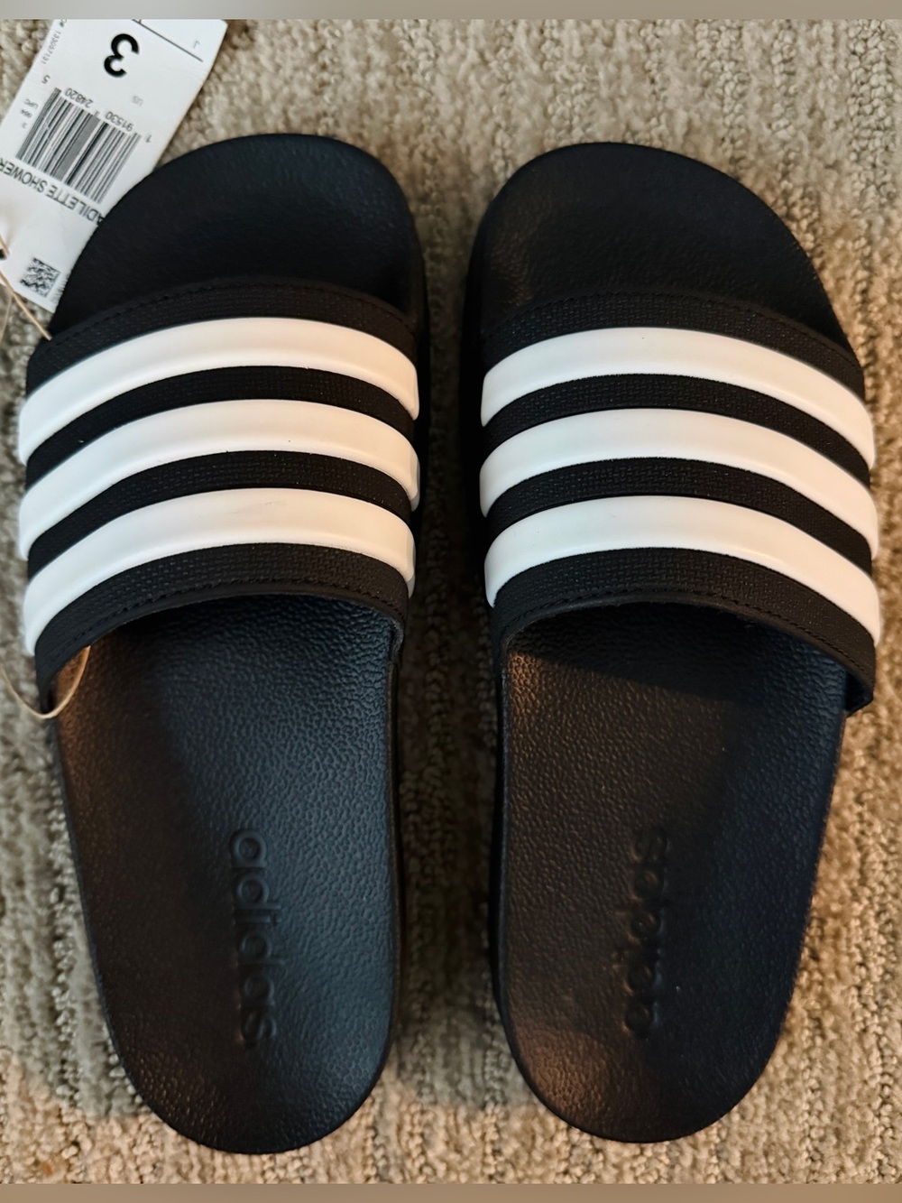 Adidas Black and White Kids Slide Sandals (*New)